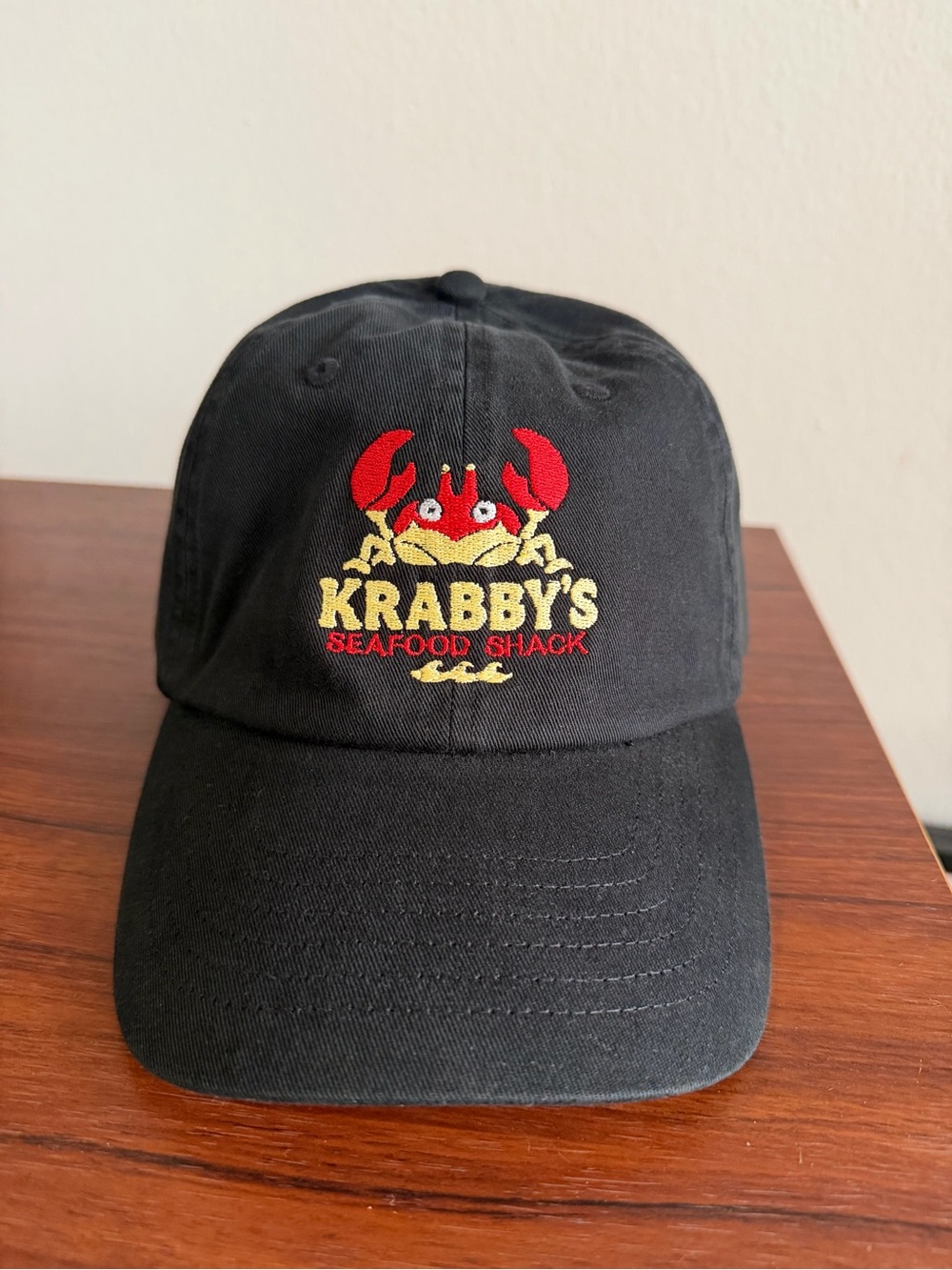 Krabby's Seafood Shack Pokemon Embroidered Crab anime Black Hat